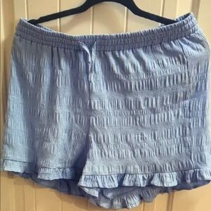 Light Blue Women's Ruffle Hem Shorts